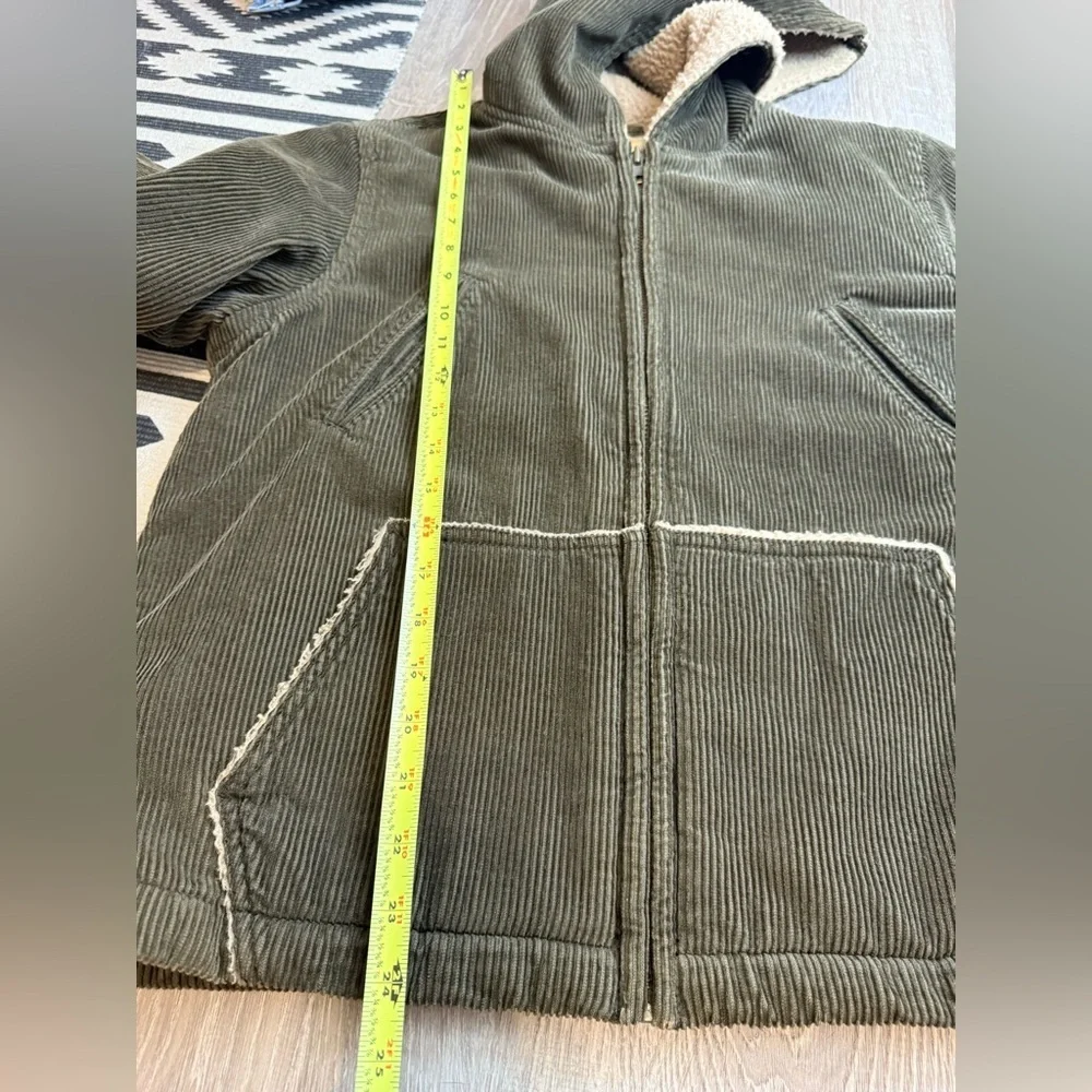 Vintage J. CrewY2k 90s Corduroy Sherpa lined Zip Hood Jacket Medium